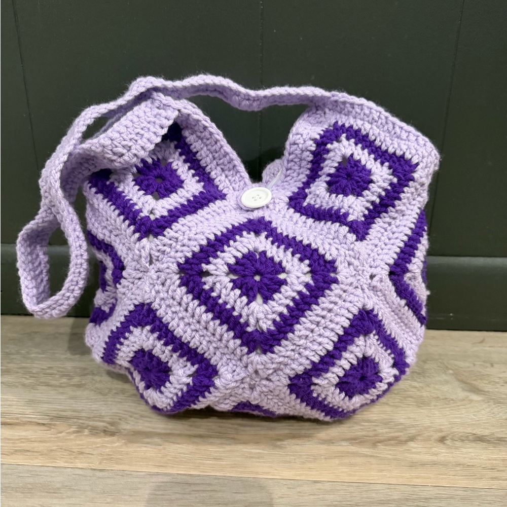 Handmade Crochet Blanket ho Style Granny Square Tote Purse